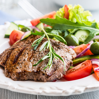 Grilled Beef Steak with Vegetable Salad